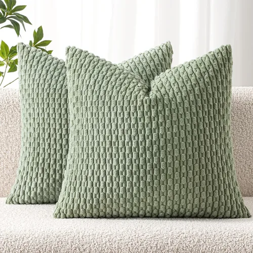 Vista 13 de MIULEE - Juego de 2 fundas decorativas para cojines, de pana suave y con estilo campestre y bohemio a rayas, para decorar hogar, sofá, cama, sala