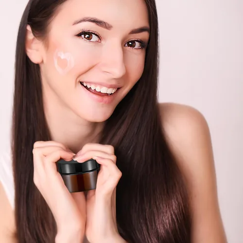 Vista 4 de Domensi 60 frascos de vidrio de 1 onza con tapas, latas a granel, recipientes de crema de invierno, pequeños frascos de vidrio para cosméticos