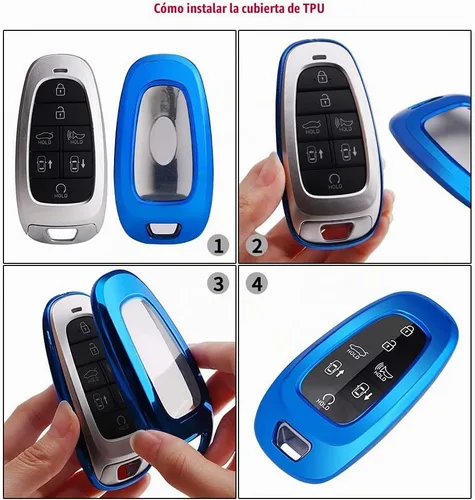 Vista 4 de Horande Funda para llavero de TPU para Hyundai Sonata Santa fe Tucson 2020 2021 2022 (morado)