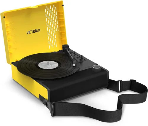 Vista 11 de Victrola Revolution GO – Reproductor de discos de vinilo portátil, tocadiscos Bluetooth con batería, vida útil de batería de 12 horas, reproductor