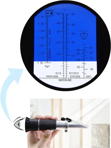 Vista 6 de Refractómetro anticongelante ATC de batería automotriz 5 en 1 para gravedad específica, sistema de etileno propilenglicol y líquido de lavado