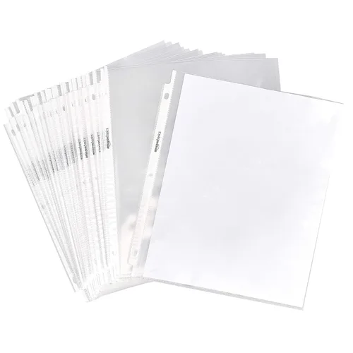 Vista 10 de Amazon Basics - Protectores de hojas para carpeta de 3 argollas, polipropileno de peso pesado, 8.5 x 11 pulgadas, paquete de 100