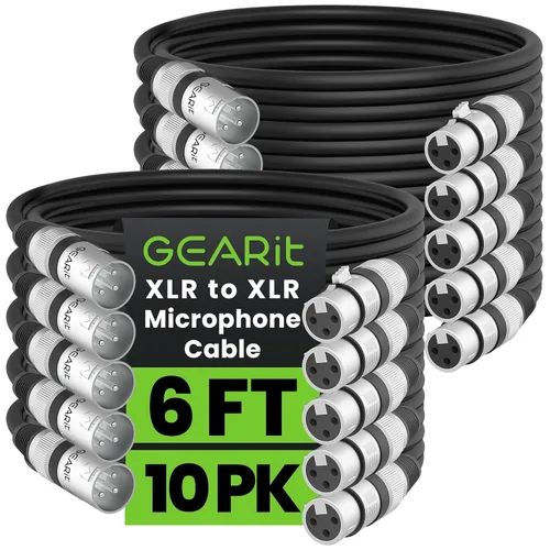 Vista 20 de GEARit XLR - Cable de micrófono macho a hembra (1 pie, paquete de 2) mezclador blindado equilibrado de 3 pines, estudio de grabación, podcast