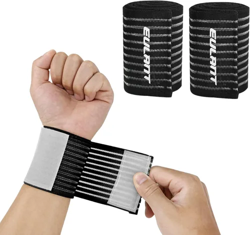 Vista 11 de EULANT Elastic Wrist/Leg Support Brace 1 Pairs, Adjustable Compression Wrist Wraps Wristbands for Carpal Tunnel Arthritis Tendonitis Weightlifting