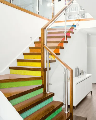 Vista 3 de FLFK Calcomanías para Escaleras - Pegatinas Calcomanías para Escaleras Despegar y Pegar, Arte Arcoíris Pintura al Óleo Calcomanías