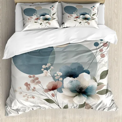 Vista 63 de Ambesonne Monstera - Juego de funda de edredón, estilo escandinavo bohemio, estampado triangular poligonal geométrico, juego de ropa de cama