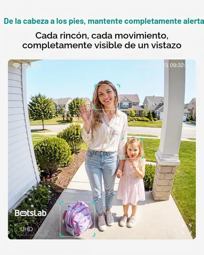 Vista 2 de BOTSLAB Cámara inalámbrica de timbre, vista de pies a cabeza 2K, sin