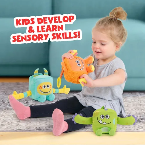 Vista 2 de WowWee Dewey de monstruos de peluche sensoriales súper simples (naranja) con más de 5 características sensoriales (a partir de 0 años)