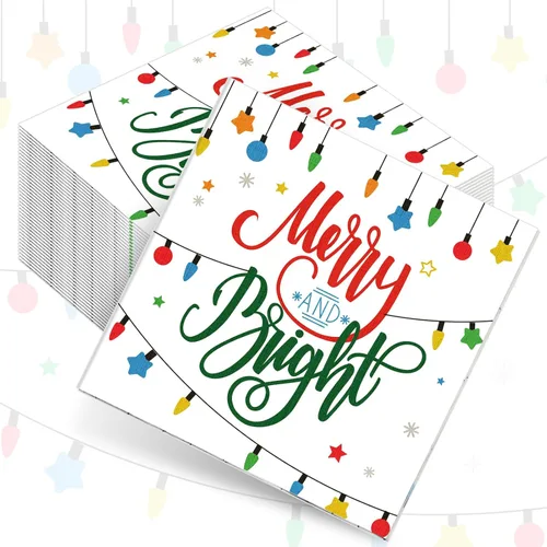 Vista 7 de Sherr Paquete de 200 servilletas de Navidad ligeras de papel de Navidad para invitados, 2 capas, desechables, servilletas de baño, toallas de mano