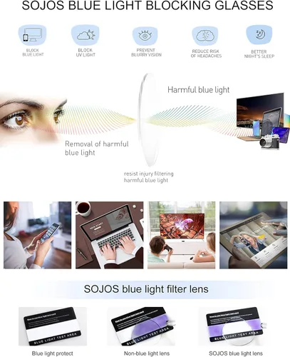 Vista 5 de SOJOS Retro Semi Rimless Blue Light Blocking Glasses Half Horn Rimmed Eyeglasses SJ5018