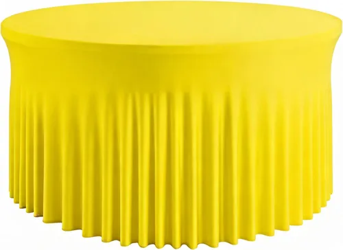 Vista 20 de Mantel redondo de 60 pulgadas en negro para mesas de 5 pies, funda de mesa ajustada de elastano con borde elástico y falda, lavable, sin arrugas