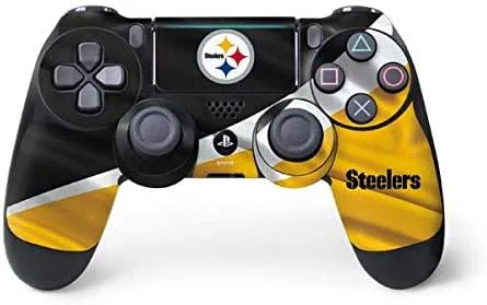 Vista 11 de Skinit Calcomanía para juegos compatible con PS4 Pro/Slim Controller, diseño de bloques de zona de Pittsburgh Steelers con licencia oficial de la NFL