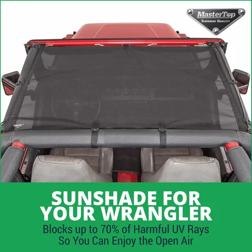 Vista 2 de MasterTop Parasol de Malla Tipo Bikini – Se adapta a Jeep Wrangler YJ 1987-1995 – Jeep YJ Bikini Top Jeep YJ Parasol Jeep YJ Parte Superior de Malla