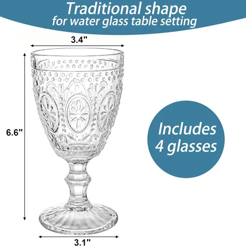 Vista 2 de Bekith Clear Glass Goblets, Drinking Goblets Stemmed Water Glasses for Iced Tea Wine Juice Beer Cold Beverage, Goblet Glassware for Parties, 10