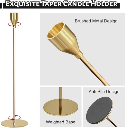 Vista 4 de Portavelas cónicos, juego de 6 portacandelabros para centros de mesa, bodas, fiestas, aniversarios y decoración del hogar, elegantes portavelas