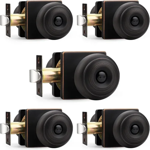 Vista 12 de Probrico - Perillas de puerta de níquel cepillado cuadradas, perilla de puerta de privacidad para dormitorio y baño, manijas de puerta