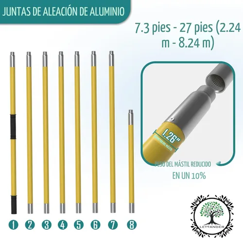 Vista 4 de Sierras de poste para podar árboles, podadoras extensibles de 7.3 a 27 pies, podadora de mango largo, hoja de acero afilada y tijeras para recortar