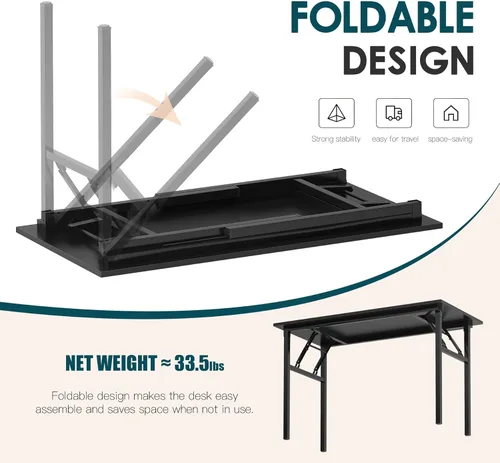 Vista 285 de DlandHome Escritorio plegable pequeño de 31.5 pulgadas, escritorio de computadora para oficina en casa, mesa plegable para espacios pequeños,