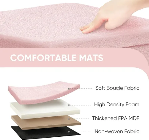 Vista 114 de PINPLUS Otomanas otomanas de almacenamiento con forma cuadrada con reposapiés de almacenamiento para sala de estar, asiento otomano Boucle para Gris