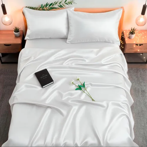 Vista 8 de Colorado Home Co SUNDAYSILKS Sábanas 100% seda de morera 4 sábanas de seda de morera tamaño King Suave y duradera Juego de sábanas de seda