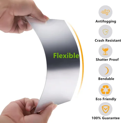 Vista 4 de 4 piezas de hoja de espejo de corte flexible a medida de 6 x 9 pulgadas, autoadhesivas, sin vidrio, espejo de plástico PETG
