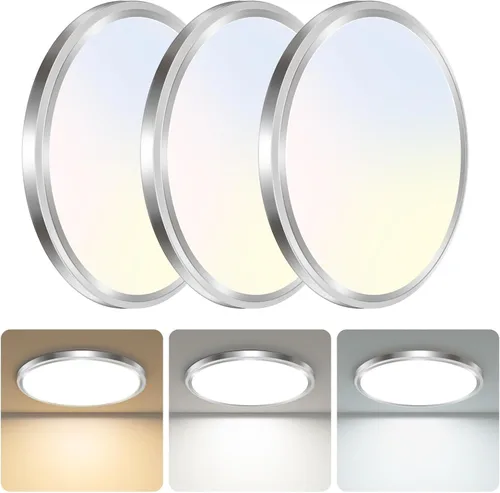 Vista 24 de libtit Paquete de 1 luces LED de techo pequeñas de 4.7 pulgadas, montaje empotrado, 3000 K, 4000 K, 6500 K, ajustable, 7 W, 700 lúmenes, luz