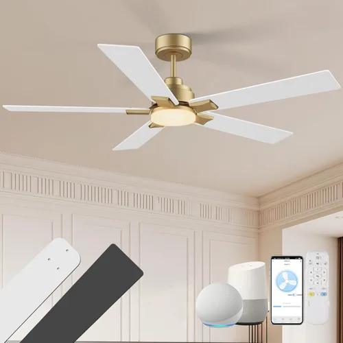 Vista 12 de Ventiladores de techo de 42 pulgadas con luces, ventilador de techo inteligente con luz y control remoto, Alexa, aplicación, ventiladores de techo