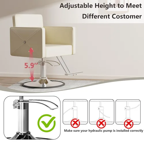 Vista 6 de LOUVIXA Sillas de Barbero para Estilista de Cabello, Silla de Salón Hidráulica Ajustable en Altura, Reclinable, Rotación de 360 Grados, Silla