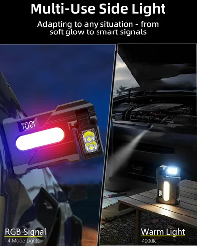 Vista 6 de Linterna EDC recargable 2026 con cabezal de lámpara giratorio, mini linterna súper brillante de 500 lúmenes, linternas portátiles de bolsillo plano