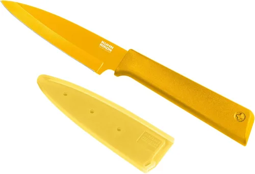 Vista 9 de Kuhn Rikon Colori+ Cuchillo de pelar recto antiadherente con funda de seguridad, hoja de 4 pulgadas, color verde