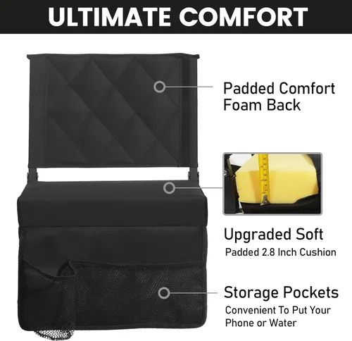 Vista 5 de Asientos de estadio Sheenive para gradas con soporte de respaldo, asientos de grada con respaldos y cojín ancho, silla de estadio acolchada portátil