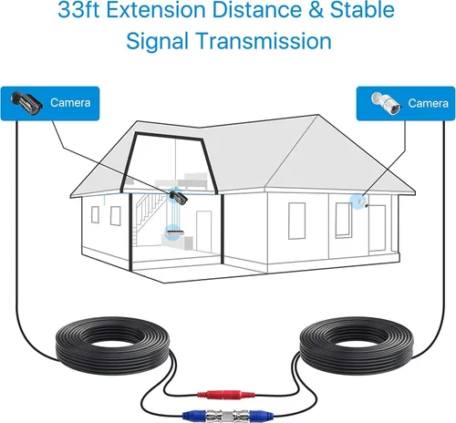 Vista 2 de ZOSI Paquete de 1 cable de alimentación de video todo en uno de 33 pies (32.8 ft), cables de cámara de vigilancia de extensión BNC para sistemas DVR
