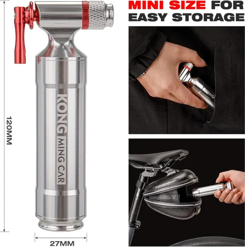 Vista 6 de Kits de inflado de CO2, compatible con válvulas Presta y Schrader, bomba de neumáticos de bicicleta de CO2 para bicicletas de montaña y carretera