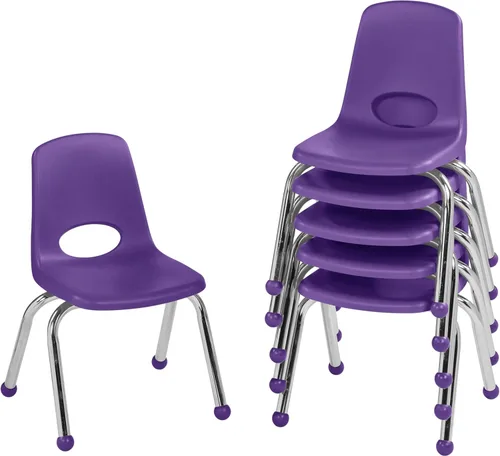 Vista 57 de Factory Direct Partners 10356-PU - Silla escolar apilable de 10 pulgadas, asiento apilable para estudiantes con patas de acero cromado y rodamientos