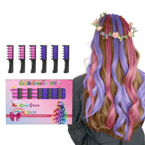 Vista 26 de MSDADA - Nuevo peine de tiza para el cabello, tinte de color, temporal, lavable, para cabello claro, para niñas de 4, 5, 6, 7, 8, 9, 10 años