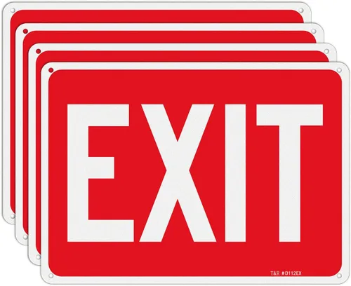Vista 10 de T&R Letrero de salida - Paquete de 2 - 10 x 7 pulgadas, aluminio inoxidable .040 reflectante, protección UV, impermeable, resistente a la intemperie