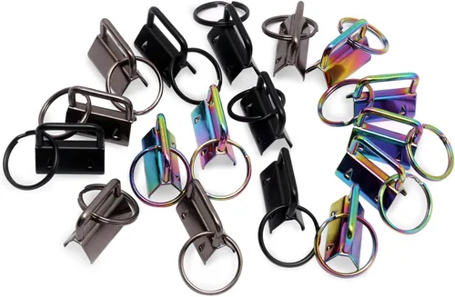 Vista 9 de Accesorios para llavero, 40 piezas de accesorios de llavero de 1 pulgada con anillo dividido para llavero de pulsera, cordón para llaves