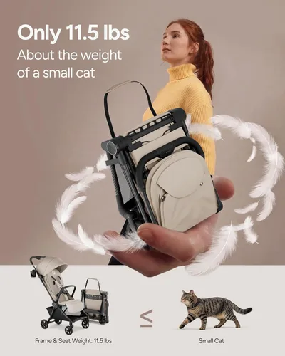 Vista 8 de Cochecito de Viaje Mompush Nexis Carbon, Ultraligero 11.5 libras, Compacto y Aprobado para Equipaje de Mano en Avión, Plegado Automático en Un