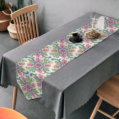 Vista 23 de MNSRUU Table Runner, Christmas Christmas Tree Snowflake Dining Coffee Table Runner for Wedding Farmhouse Home Kitchen Décor, 70 Inches Long