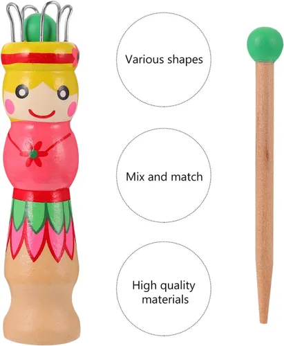 Vista 7 de Carrete de tejer francés Herramienta de tejer de madera Hilo de madera para hacer punto de muñeca Carfts Tejedor de madera con aguja