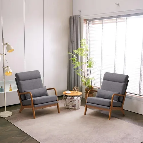 Vista 26 de Modern Accent Chairs for Living Room,Bronzing Cloth Comfy Reading Chair Leisure Armchairs with Pillow,Lounge Single Sofa Vanity Chair for Dark Grey