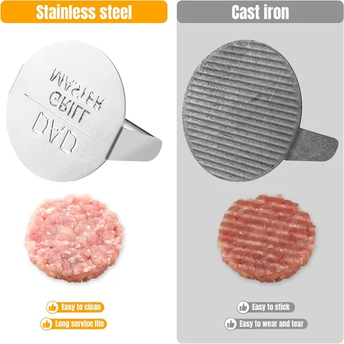 Vista 4 de Haooryx Prensa de hamburguesas para el día del padre, de acero inoxidable, regalo para papá, hamburguesas, tocino, parrilla, hamburguesa, barbacoa