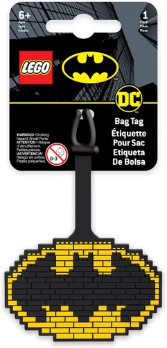 Lego DC - Etiqueta de silicona para bolsa, símbolo de murciélago (52815), etiqueta de equipaje para viajes, maleta, mochila, bolsa de playa de verano