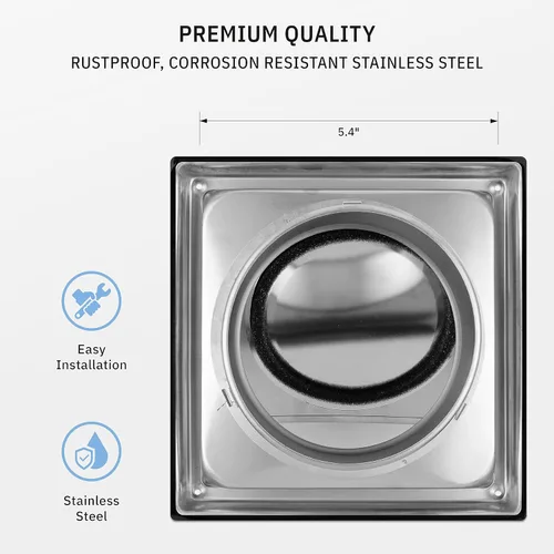 Vista 3 de HWG - Cubierta de ventilación de secadora de 4 pulgadas para exteriores, campana de ventilación de pared de acero inoxidable con solapa por