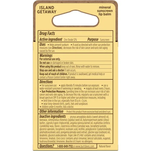 Vista 14 de Burt's Bees Bálsamo labial SPF 30, Island Getaway - Coco Loco, Beaches & Cream, Tropic Like It's Hot, cuidado solar resistente al agua, tratamiento