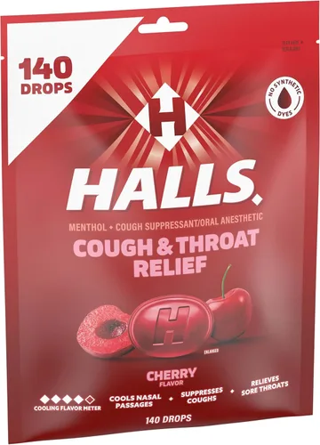 Vista 11 de Caramelos para la tos Halls Relief Cherry, paquete económico, 140 caramelos