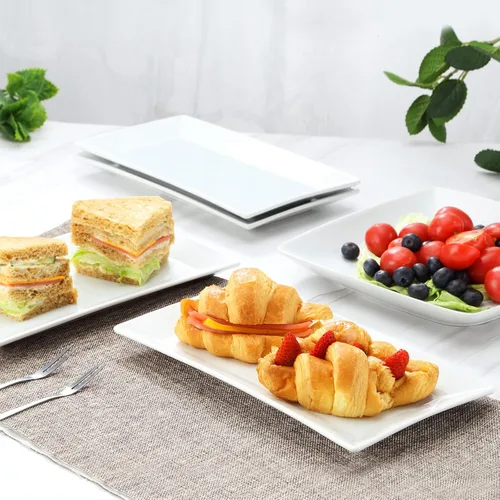 Vista 7 de Yedio Platos de cena rectangulares de porcelana Platos de cena cuadrados de porcelana