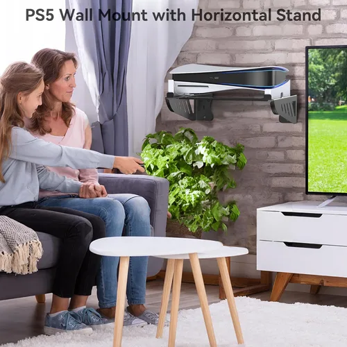 Vista 7 de Kit de montaje en pared para PS5 horizontal, soporte de pared para PS5 horizontal para PS5 Disc y Digital, accesorios PS5, soporte de base flotante