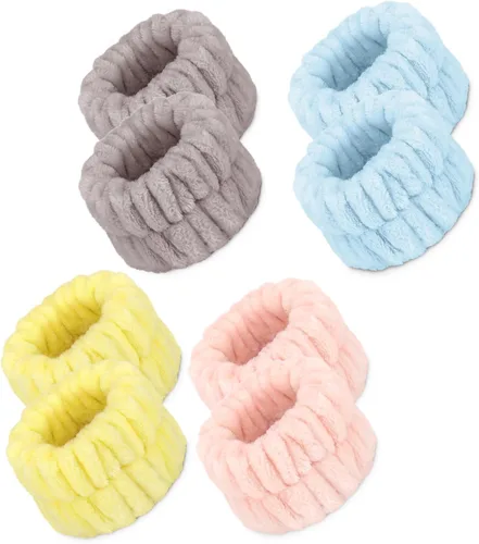 Vista 10 de Crosize 8 piezas de bandas de muñeca de microfibra para lavar la cara, bandas de muñeca absorbentes para mujeres, previenen que el agua se derrame