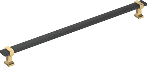 Vista 10 de Amerock Overton - Tirador para gabinete de 96 mm de centro a centro en acabado negro mate cepillado/bronce champán, BP36681BMBCZ